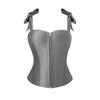 Women's Adjustable Double Strap Corset Top Shapewear with Boning and Lace-Up Back