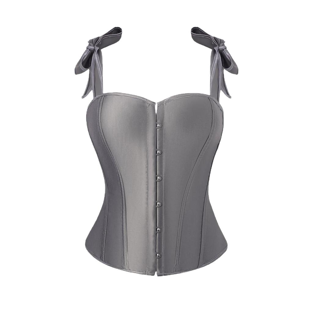 Women's Adjustable Double Strap Corset Top Shapewear with Boning and Lace-Up Back