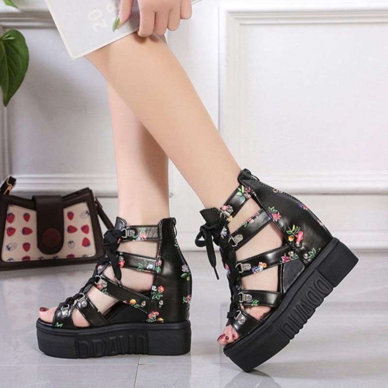 Women Thick-sole Wedges Sandals 2025Summer New Cool Boots Fashion Casual Platform Sandals for Women Roman Style Peep Toe Sandals