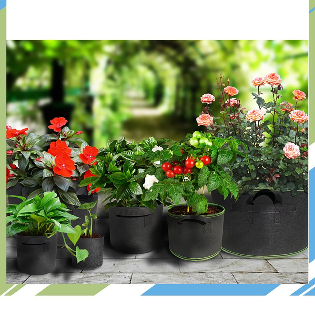 1/2/3/5/7 Galon -torba Ağır Kalınlaştırılmış Dokunmamış Bitki Kumaşı Saksı Kulplu