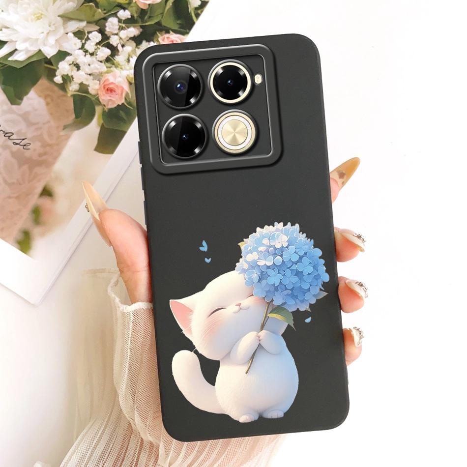 For Infinix Note 40 Pro 4G 5G / Note 40 Pro+ / Note40 X6853 Cute Cat Flower Cartoon Phone Case Soft Silicone Cover Bumpers