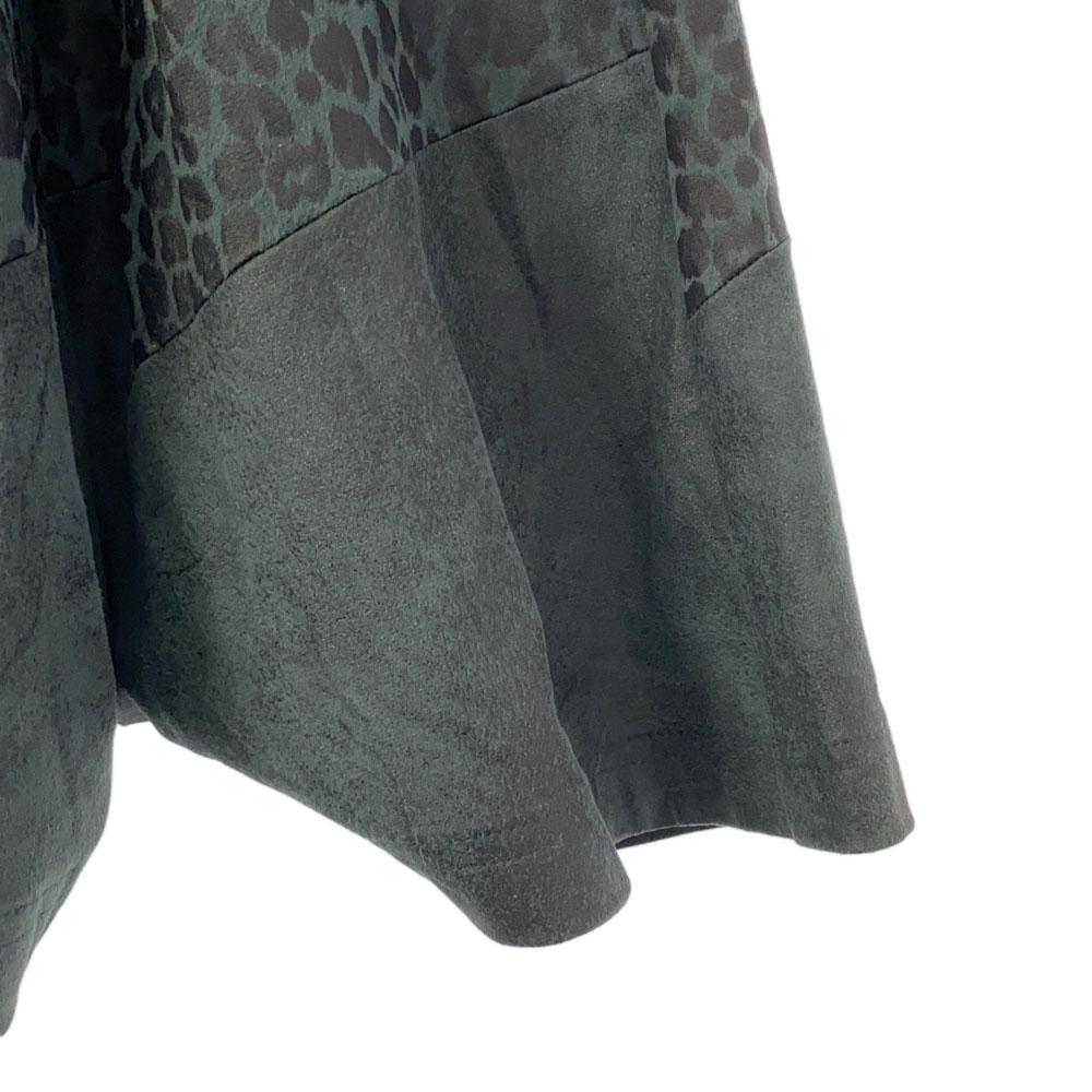 DIESEL Leopard Pattern Animal Midi length flare skirt 23 green Side zip Women Used