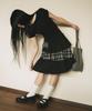 Ohesio Cancan Layered Skirt, Black Check