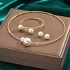 Silver/Gold Imitation Pearl Choker Necklace Openable Bracelet Rhinestones Necklace Bracelet  Gift