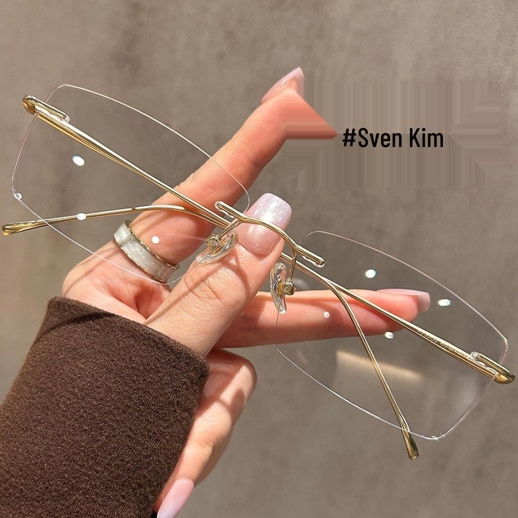 Men's Ultralight Frameless Glasses: Gold Wire Rimless, Prescription-Ready for Myopia, High-End Business Style