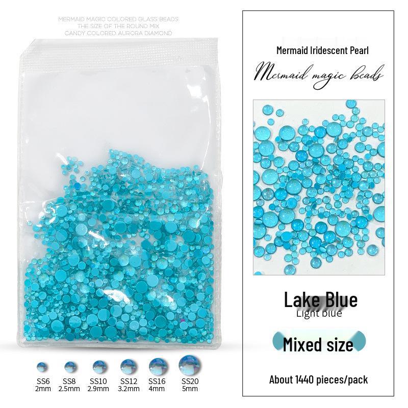Mermaid Candy Color Bubble Beads: Iridescent Flat Back Nail Art Rhinestones