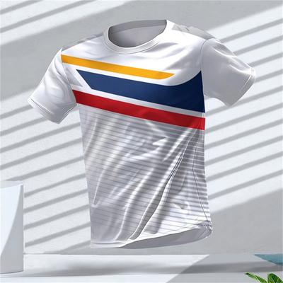 T-shirts de Sport à Motifs Géométriques Simples Pour Hommes Mode Été Manches Courtes T-shirts Fitness Imprimés en 3D Amples Respirants