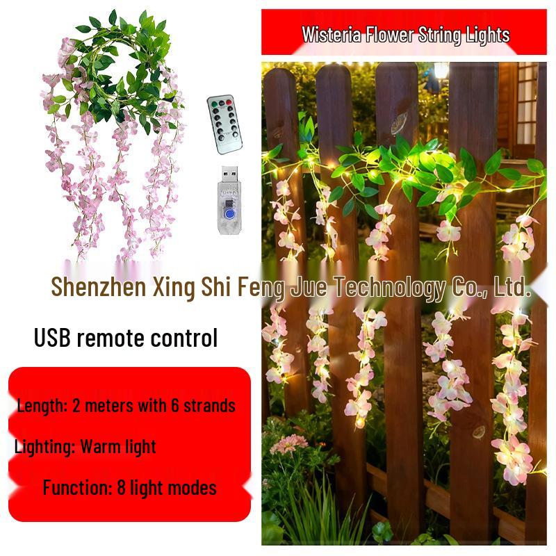 Solar LED Flower Vine String Lights for Outdoor Decor