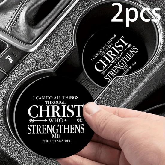 Huaqianguhh 2PCS Car Coasters, Decorative Silicone Non-Slip Auto Accessories, Reusable Stain-Resistant Thermal Pads, for Home Bar Kitchen