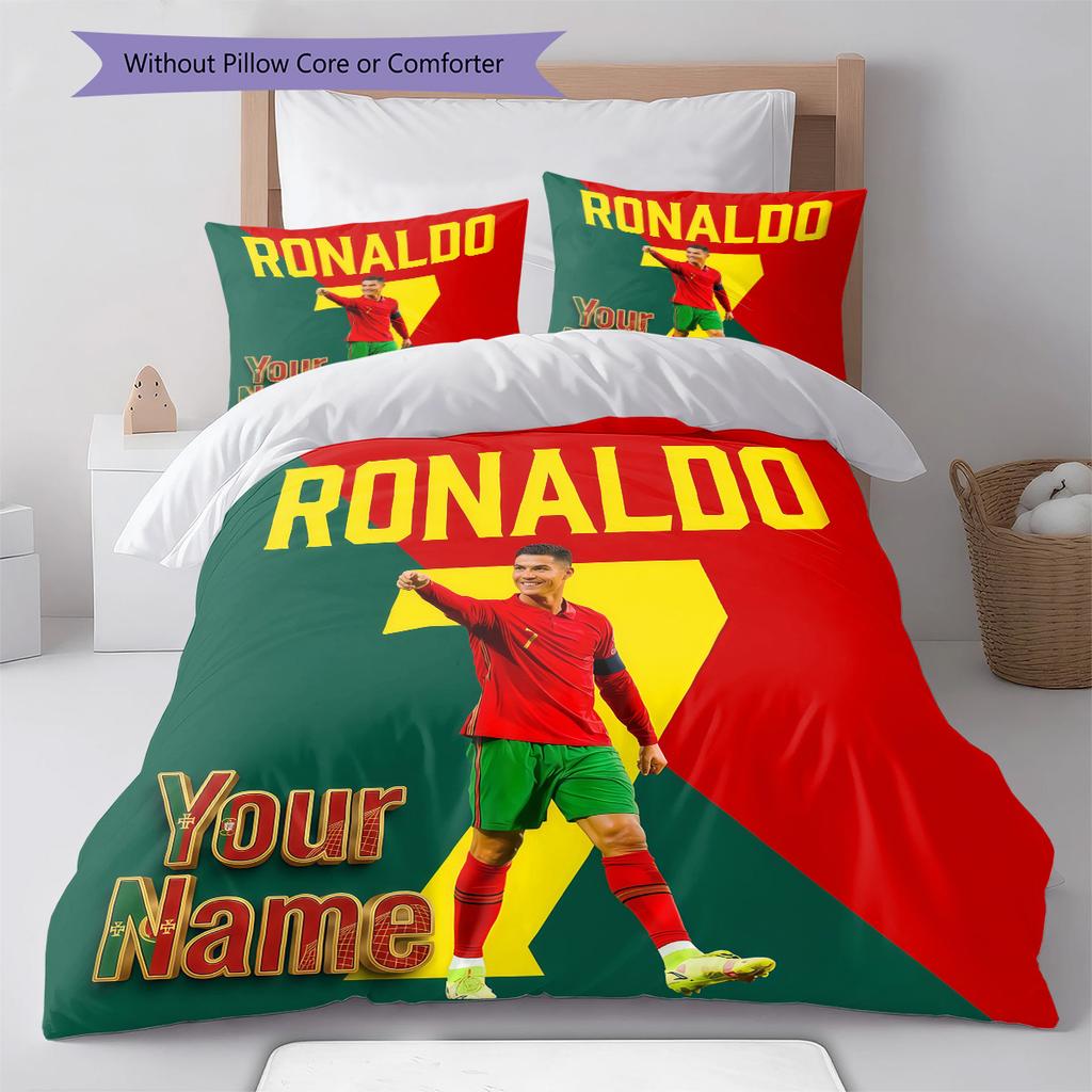 Biancheria da letto con Momento Celebrazione di Ronaldo Personalizzato, Set Trapunta Copripiumino Federa Regalo di Compleanno per la Casa (1 * copripiumino + 2 * federa, senza nucleo)