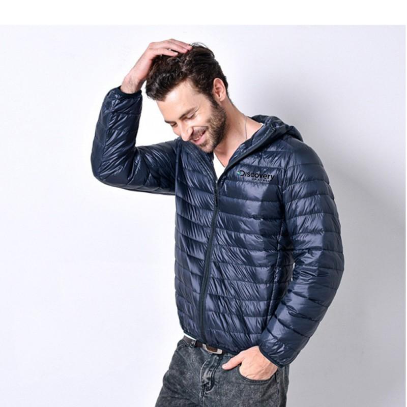 Mens Lightweight Hooded Stand Collar Short Cotton Jacket Casual Winter Portable Coat