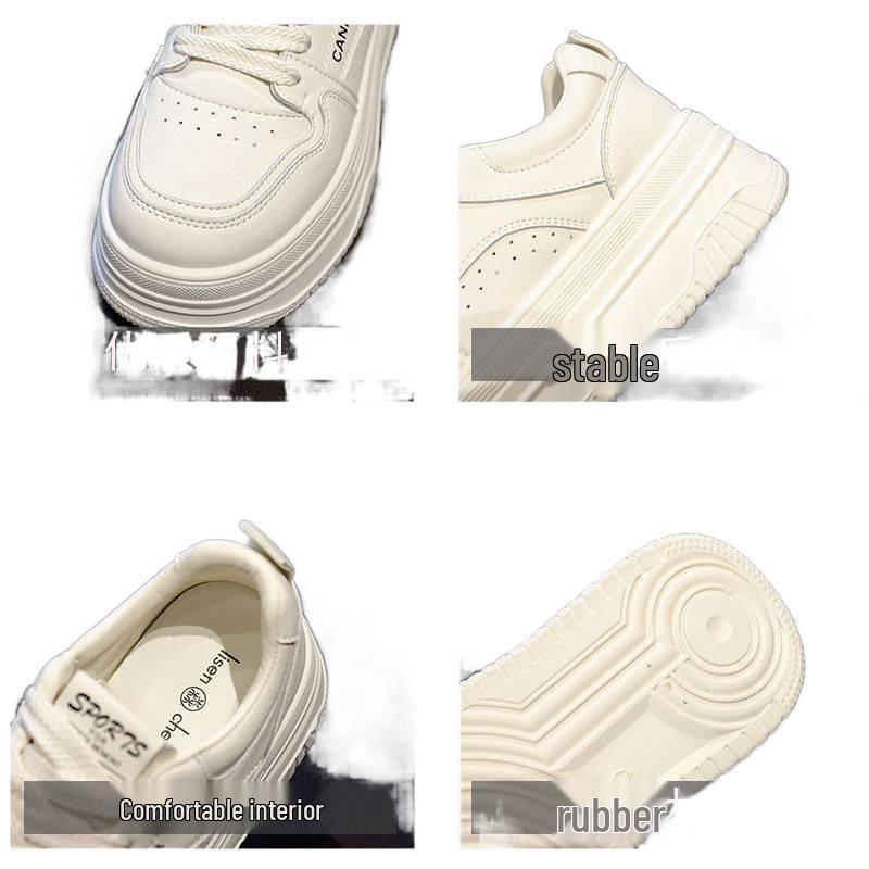 Dámské bílé tenisky se silnou podrážkou zvyšující výšku - korejský styl, lehké, pohodlné, prodyšné, všestranné ležérní boty na podzim.