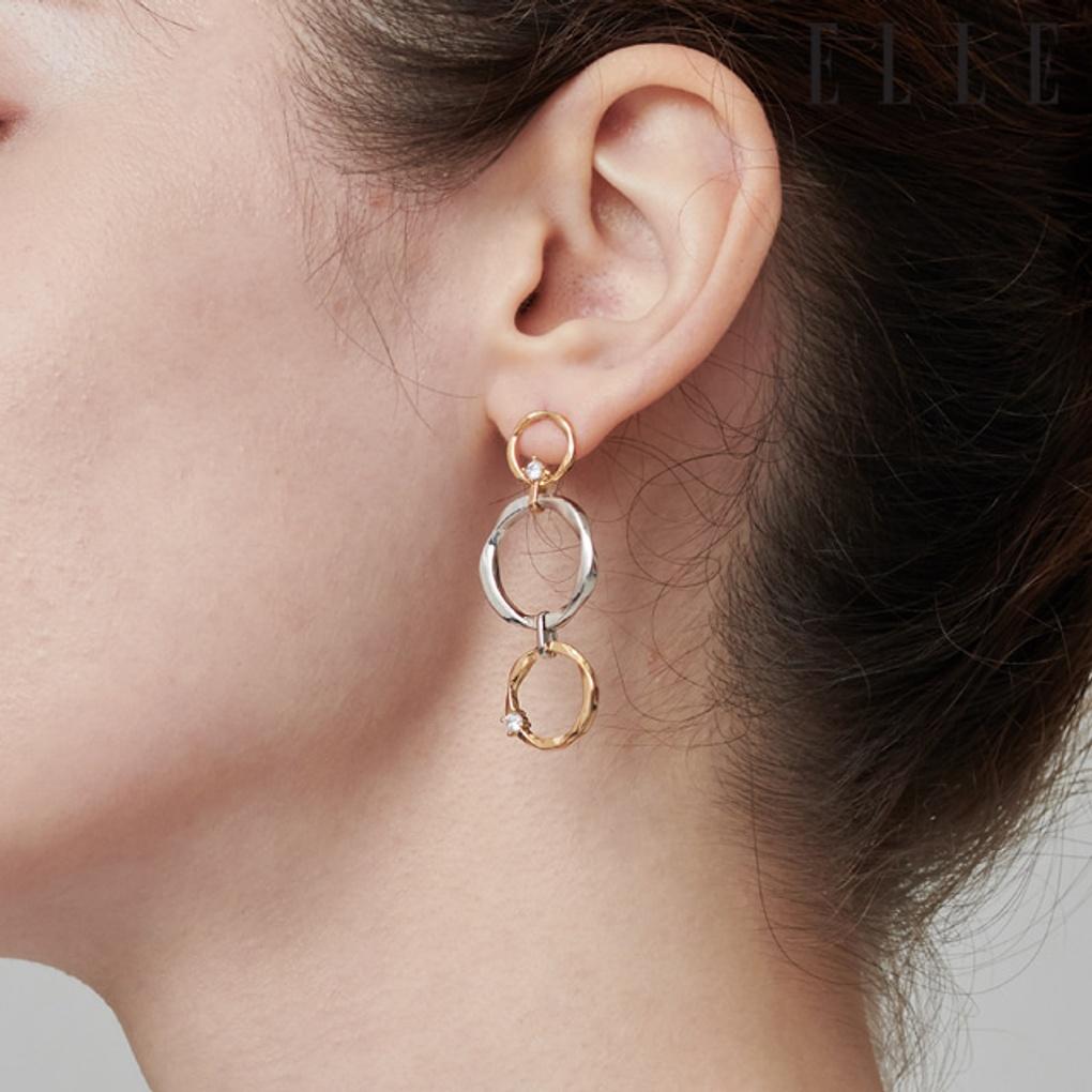 14K Triple Round Drop Earrings (Gold Pin) ELGPEE392