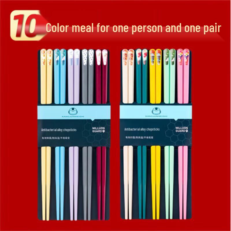 Japanese Style Alloy Chopsticks, 10-Pair Set