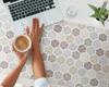 Anti-slip Vinyl Decorative Mat Hexagons with Stripes 120x60 Cm