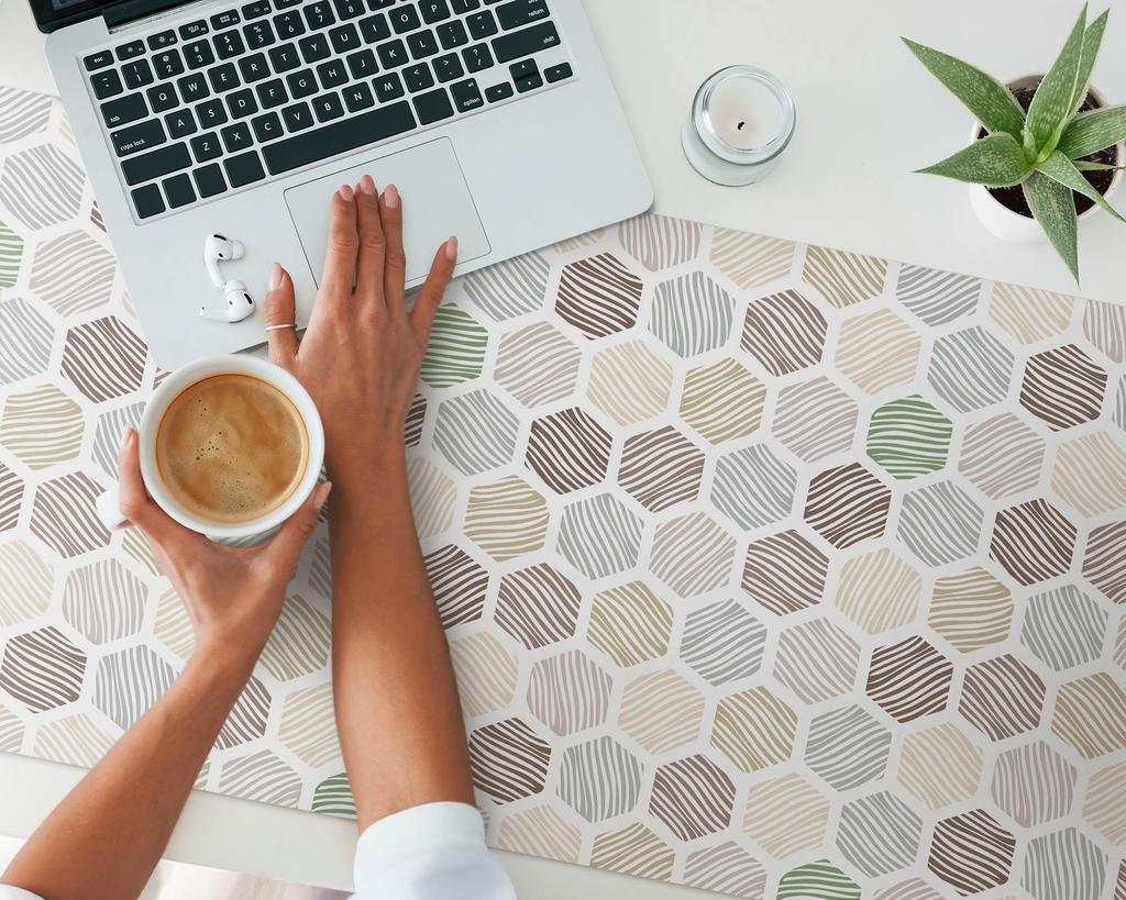 Anti-slip Vinyl Decorative Mat Hexagons with Stripes 120x60 Cm