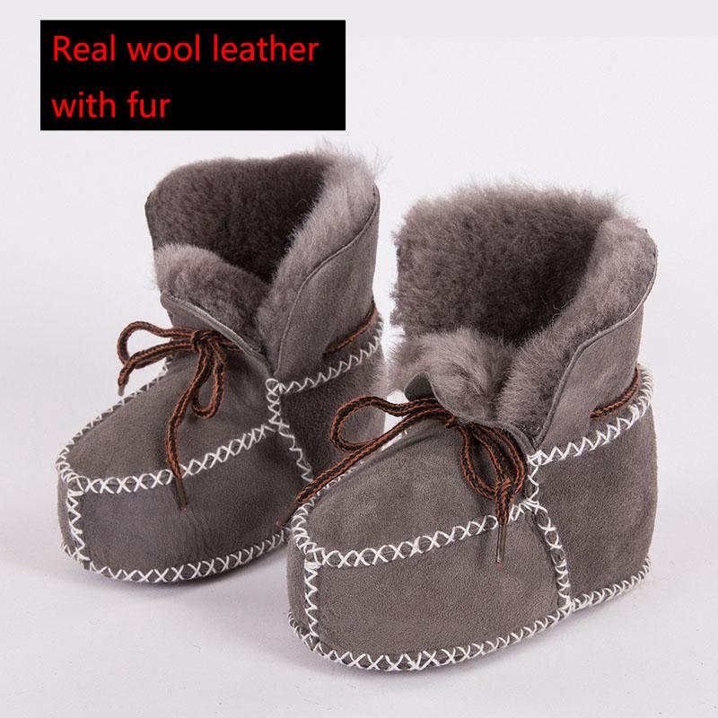 

first walker shoe winter Baby Boots Genuine Leather Wool fur toddler girls soft Moccasins shoes plush Sheepskin Baby Boy booties 20