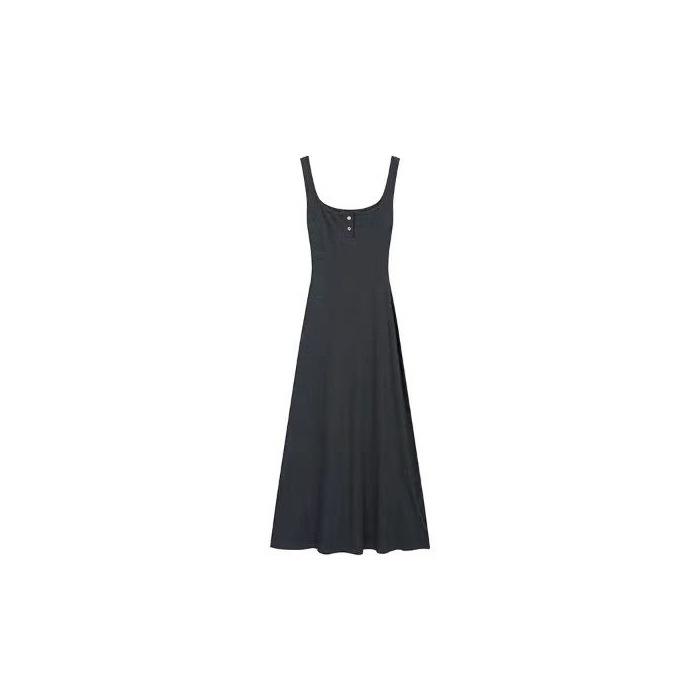 Pure Desire Sexy Suspender Vest Skirt Temperament Black Dress Women's French Design Feeling Waist and Thin Long Skirt Summer