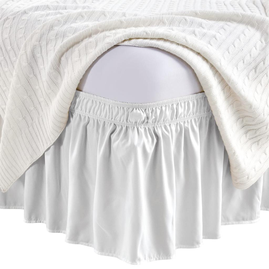 Wrap Around Dust Elastic Ruffle Bed Skirt Bedding for King Queen Twin Easy Fit Wrinkle-Free Washable Fade Resistant Home Decor