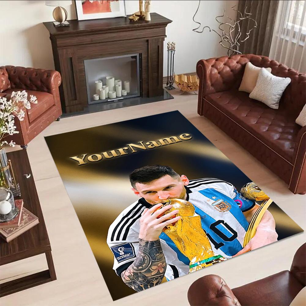 Messi 64 Personalized Text Area Rug Perfect for Game Room Playrooms Study room Outdoor Anti-slip Rug Decorate Offices Perfect Gift for Women/Men