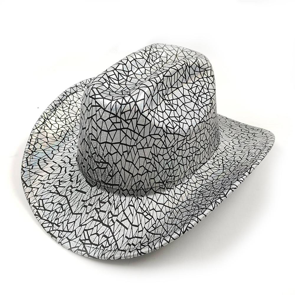 Color Blocks Laser Cowboy hat Western cowboy men and women retro party stage party Cowboy hat outdoor knight hat Wholesale