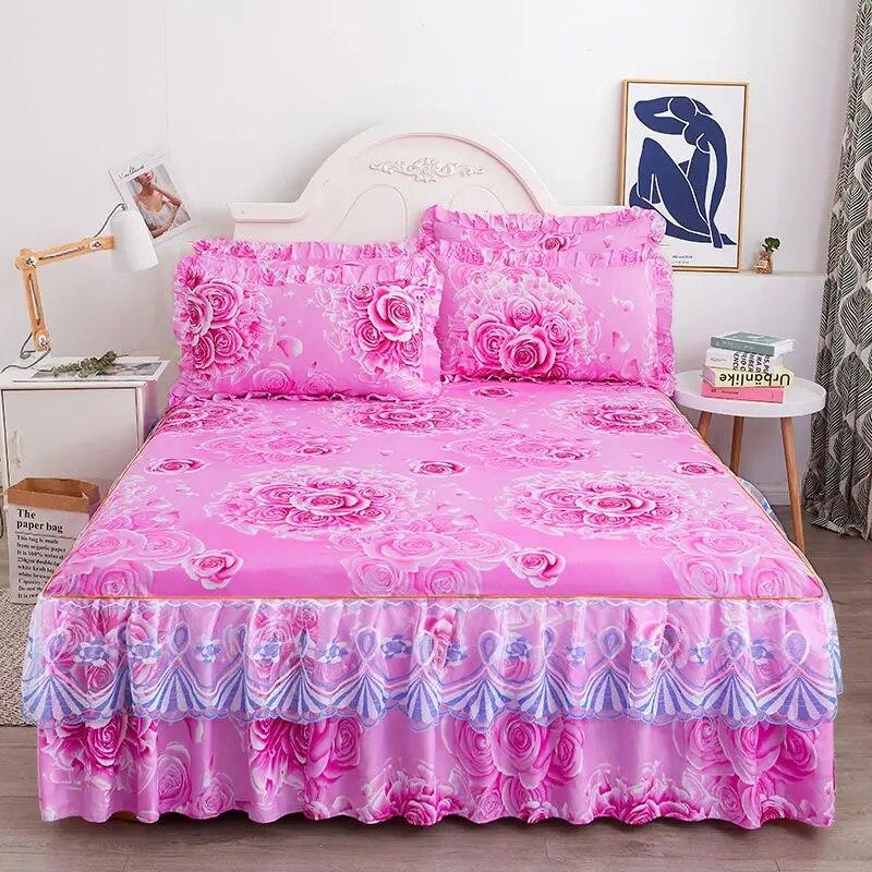 1pcs Korean Style Small Fresh Bed Skirt, Non Slip Bed Cover, Bed Sheet, Bed Cover, Mattress Protection Cover, Single Double Bed