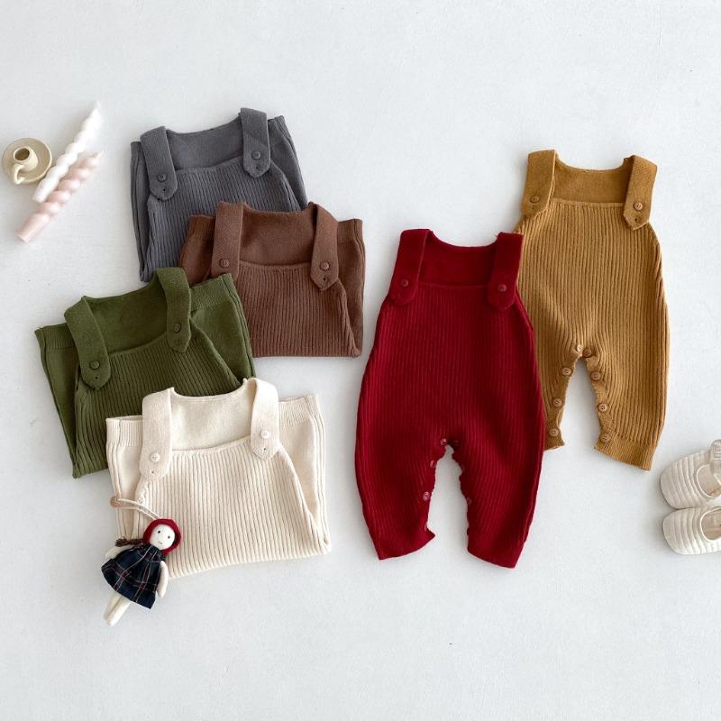 Baby Suits Autumn Knitted Versatile Overalls Boys Girls Woolen Long Pants  Infants Toddlers