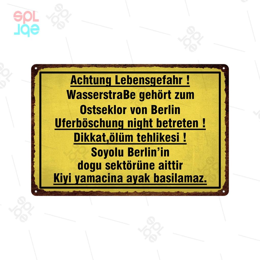 Halt Metall Zeichen Deutsch Achtung Warnschilder Gefahren bereich Warn plakate Vintage Metall Plakette Weißblech Wand dekorative