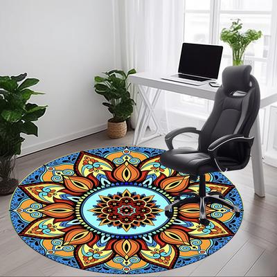 1PC Mandala Pattern Chair Carpet for Office Non-Slip, Lightweight, Machine Washable Rug for Office, Sleeping, Room - Holiday Decoryy251009040