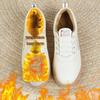 Women's Fleece-Lined White Leather Sneakers: Warm Winter Fashion - Soft Upper & Casual Style for Middle-Aged and Elderly.