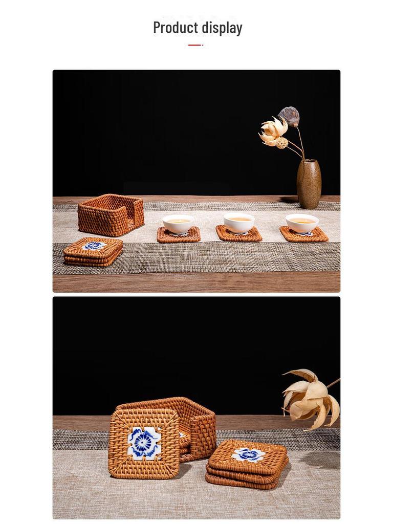 Handmade Vietnamese Rattan Tea Coasters and Placemats for Tea Ceremony