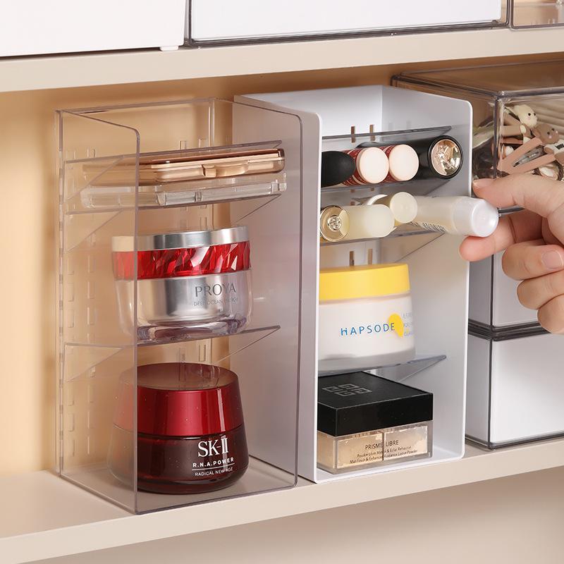 Narrow Acrylic Mirror Cabinet & Lipstick Jewelry Organizer with Tiered Shelves