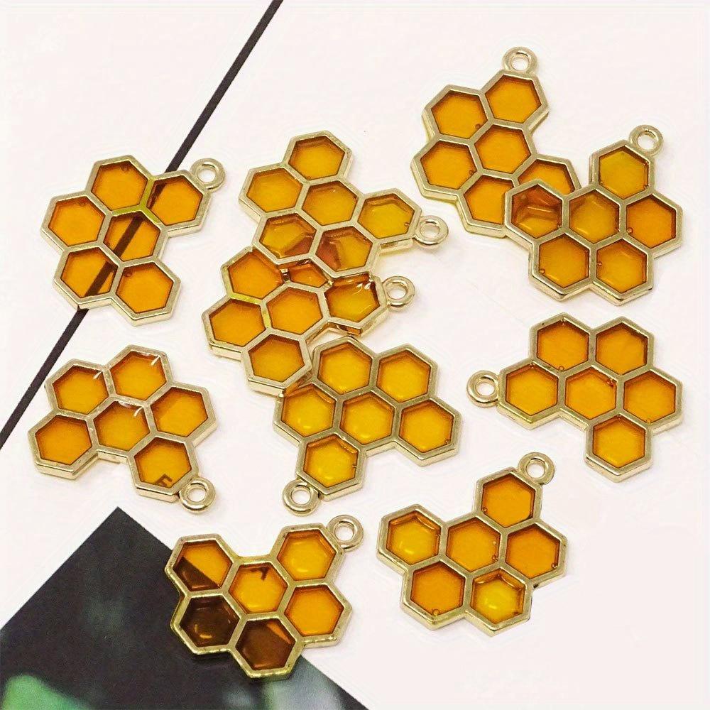 5/10/20 Stück Legierungs-Tropföl-Wabenanhänger, gelber Wabenanhänger, verwendet für die Schmuckherstellung, DIY-Halsketten- und Armbandbasteln
