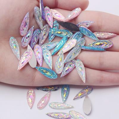Phoenix Tail Water Drop Flat Bottom Sticky Diamond, Peacock Feather Water Diamond, Hairpin Headwear DIY Accessories