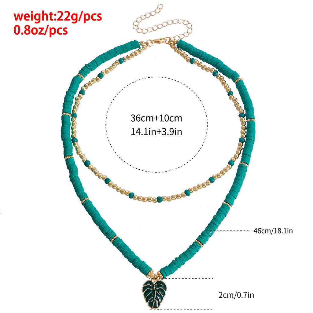 Accessories, Sweet And Cool Wind Contrasting Colors, Beaded Leaves, Pendants, Necklaces, Ethnic Style Soft Pottery Sets, Women'S Necklaces.