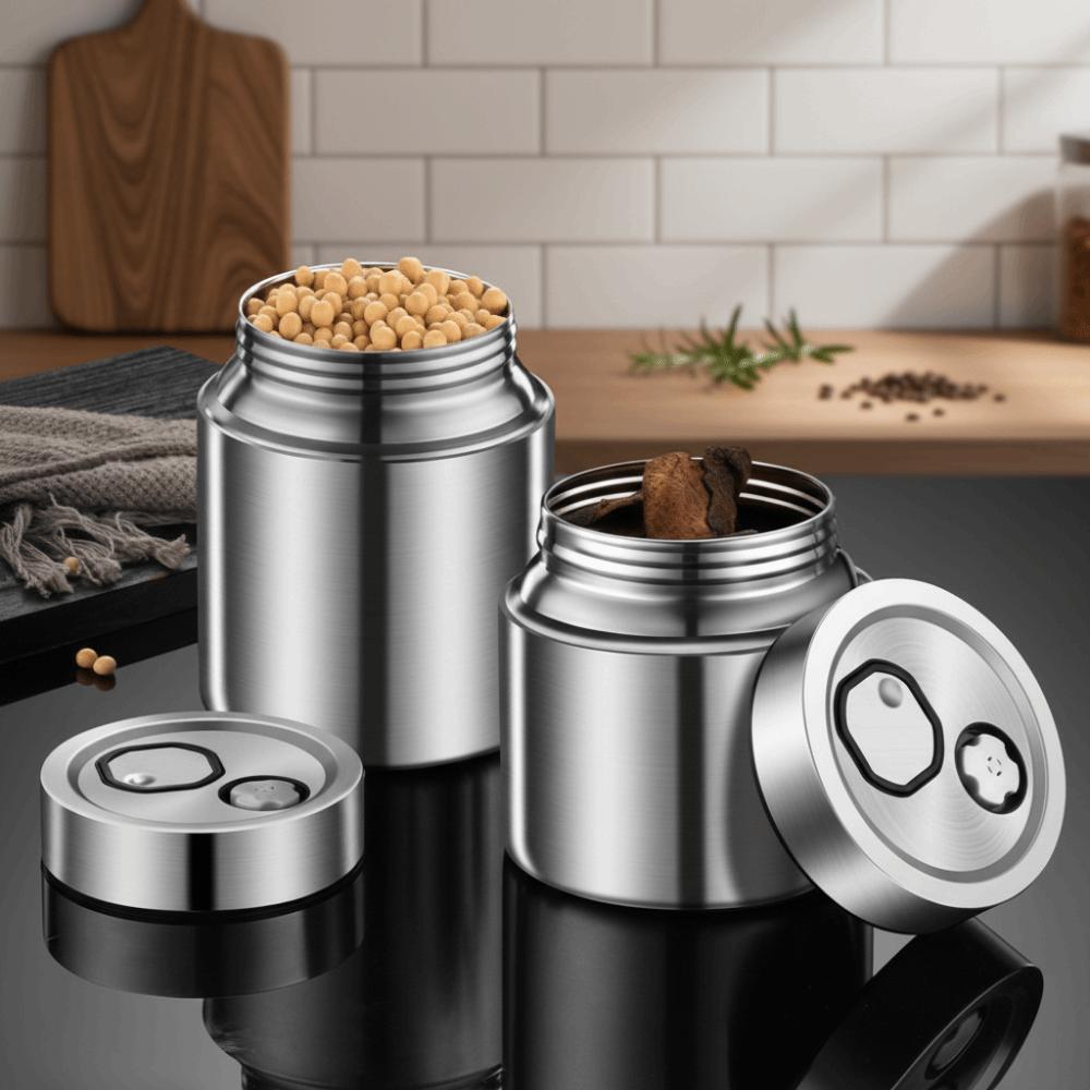 Moisture-Proof Stainless Steel Tea Jar Sealed Design Fresh-Keeping Jar Coffee Shop