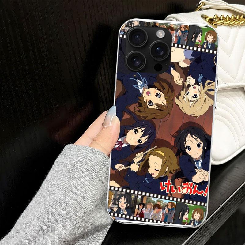 K On! Hirasawa Yui Anime Case for iPhone 17 Air 16 16E 15 14 11 Pro Max Soft Phone Cover 12 13 Mini 7 SE 2020 8 Silicone Black C