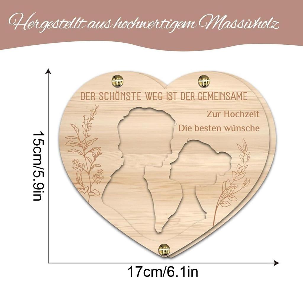Porte-argent de mariage en bois en forme de cœur Décoration de mariage Enveloppes de mariage Cadeau pour jeunes mariés Nouveaux mariés Mariée