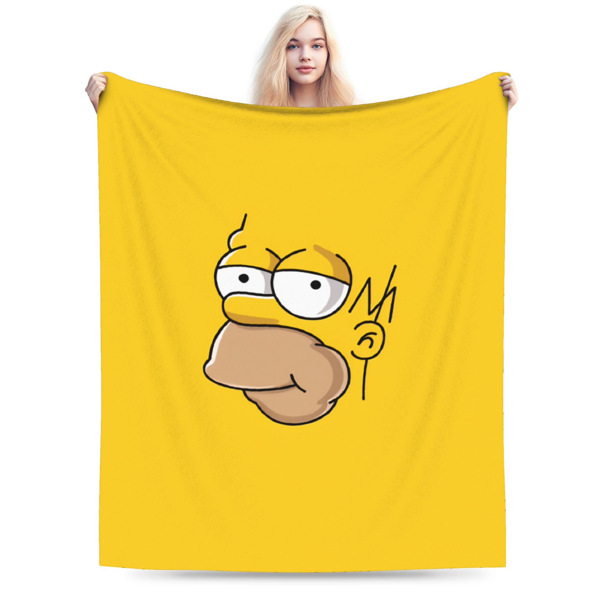 Soft Comfy Throw Blanket Travel S-Simpsons Homer Face Pattern Blanket Flannel Bedspread For Living Room Trend Sofa Bed Cover 75x90cm