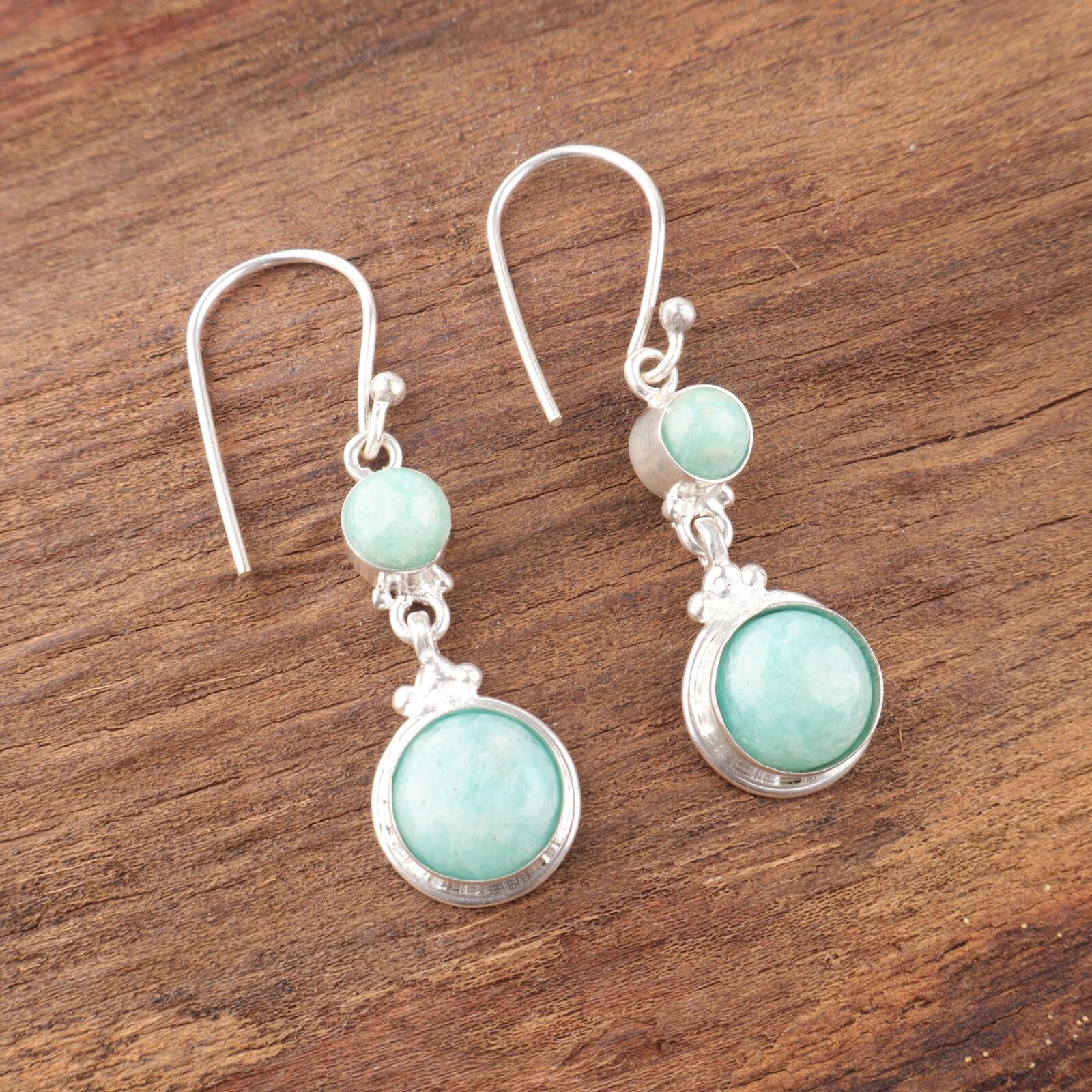 

Серьги с амазонитом из стерлингового серебра 925 пробы, ручная работа, для помолвки EE-160-20