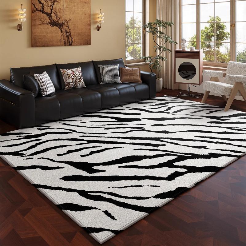 Black and White Zebra Pattern Carpets for Living Room Home Thick Plush Floor Mat Large Area Bedroom Decor Carpet Fluffy Soft Rug