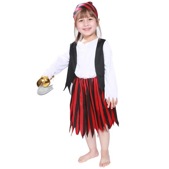 2ks/sada Dámská pirátská cosplay sukně s páskem Nepravidelný lem Elastický pas Pruhovaná sukně Oblečení s renesančním motivem