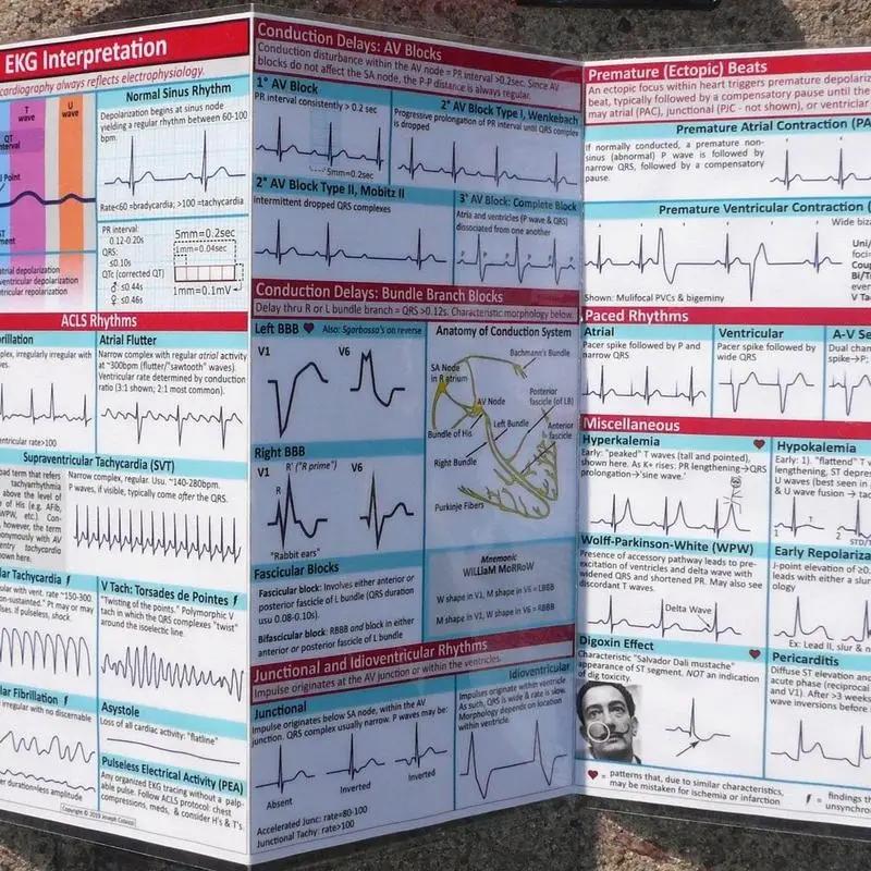 Ekg Rhythm Pocket Cards Ecg Interpretation Pocket Card Horizontal & Vertical Layout Compact Reference Guide For Hospital Use