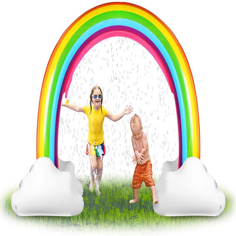 Inflatable Rainbow Bridge Shark Cloud Sprinkler Toy for Kids' Water Play