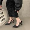 Summer Single Shoes Skirt Pointed 2025 Thin Heel Black High Heels Femininity Sandals French New Rhinestones