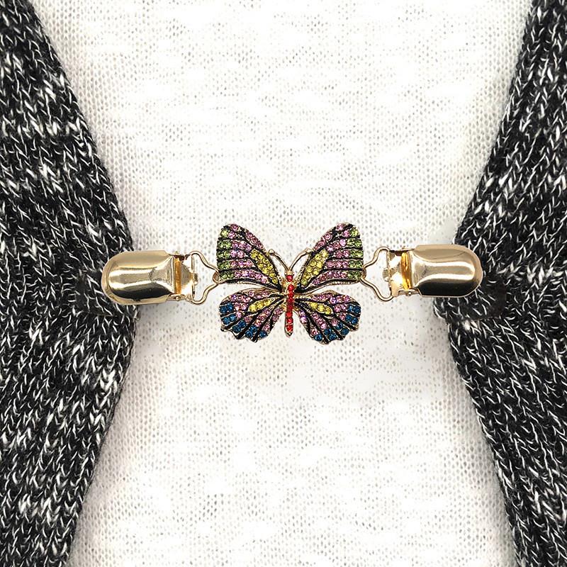 Butterfly Enamel Brooch Pin For Women With Alloy Material And Sparkling Detailing