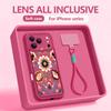 Cartoon Daisies Flower Pattern Lanyard Case For iPhone 17 Pro Max iPhone 16 15 Pro Max 14 13 11 16E 17E Shockproof Bumper Wristband Cover