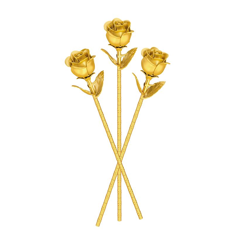 New Golden Flower Bouquet Building Blocks DIY Plastic Flowers Blocks Gifts Toys Valentine's Day Gifts
