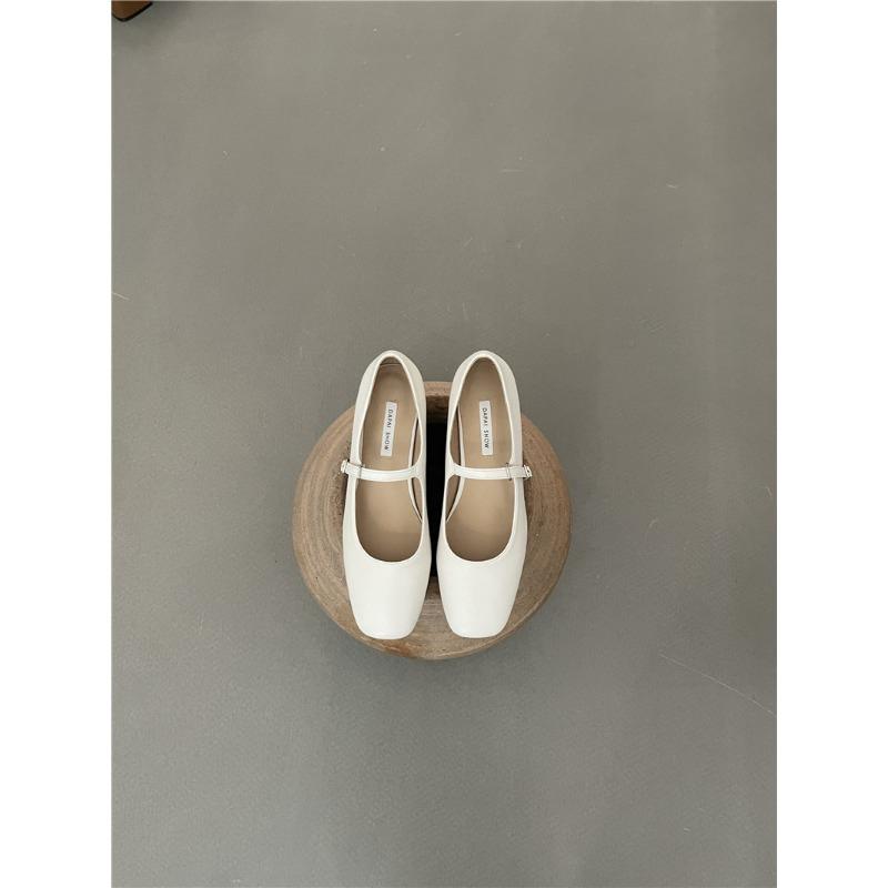 French Silver Mary Jane Shoes Women'S Shoes Spring And Summer Temperament Thick Heel Square Head Light Mouth Word With Single