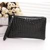 Women Wristlet Clutch Bag Faux Leather Crocodile Pattern Zipper Closure Slim Design Handheld Purse for Everyday Use